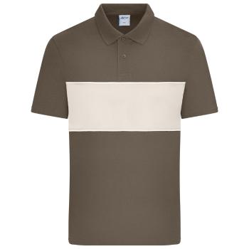 James & Nicholson (Daiber) Polokošeľa s kontrastným pásikom 8050 - Muddy brown / pieskovcová | 3XL