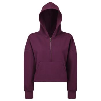TriDri® Dámska mikina s 1/2 zipsom a kapucou - Fuchsiová | S/M
