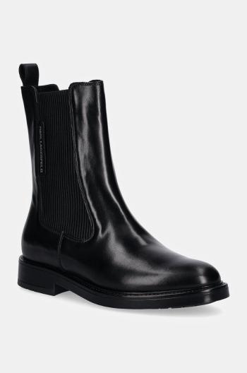 Kožené topánky chelsea Karl Lagerfeld BLAKE dámske, čierna farba, na plochom podpätku, KL41460