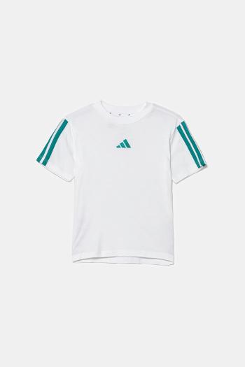 Detské bavlnené tričko adidas biela farba, s nášivkou, JY4970
