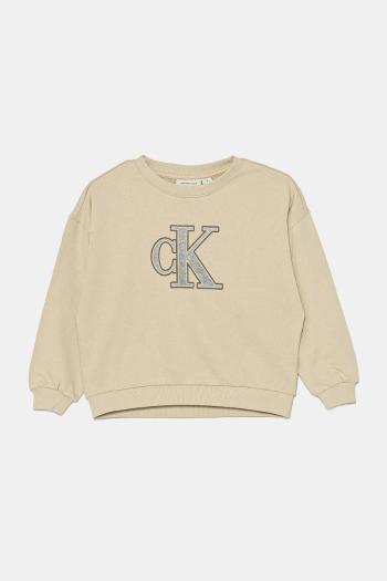 Mikina Calvin Klein Jeans béžová farba, s nášivkou, IG0IG02849