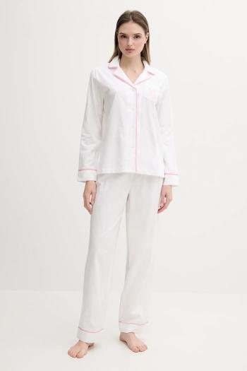 Bavlnené pyžamo Lauren Ralph Lauren biela farba, bavlnené, ILN92417
