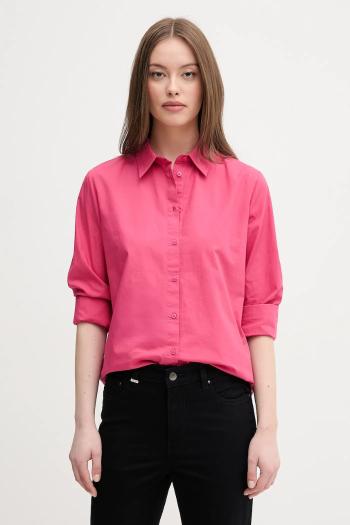 Bavlnená košeľa United Colors of Benetton ružová farba, regular, s klasickým golierom, 5HAXDQ0AX