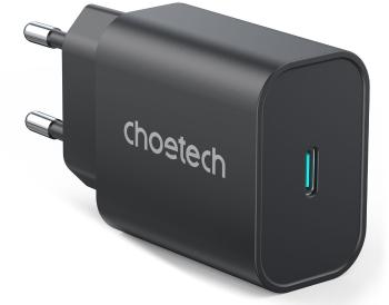 Töltő adapter ChoeTech USB-C PD PPS Samsung Super Fast Charging 25W Charger Black