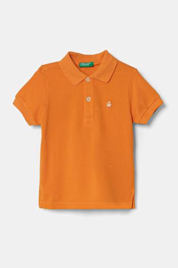 Detská bavlnená polokošeľa United Colors of Benetton oranžová farba, jednofarebný, 3089G3008
