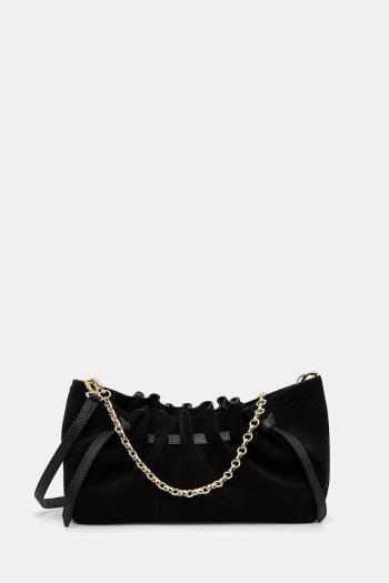 Semišová kabelka Yuzefi SCALLOP CLUTCH čierna farba, YUZCO-HB-SCC-S011
