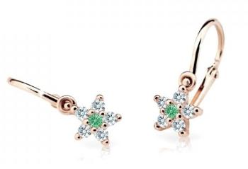 Cutie Jewellery Trblietavé detské náušnice z ružového zlata C2118-10-X-4 zelená
