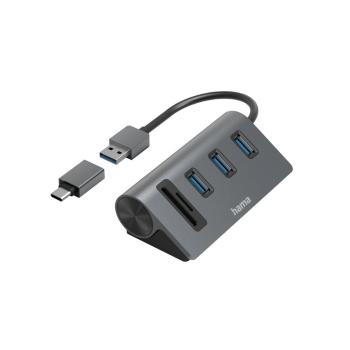 HAMA 200140 USB HUB A CITACKA KARIET, 5 PORTOV, USB-C ADAPTER