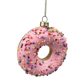 TORO VIANOČNÁ OZDOBA DONUT 9,5X3,3X11CM SKLO