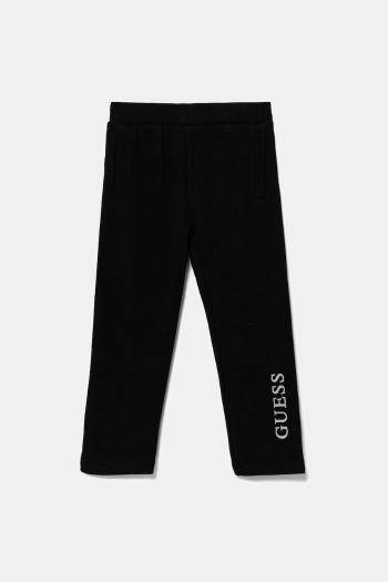 Detské bavlnené tepláky Guess čierna farba, s potlačou, K5YQ12 KA6R4