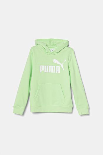 Detská mikina Puma ESS No. 1 Logo Hoodie TR zelená farba, s kapucňou, s potlačou, 684909