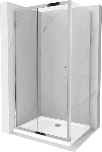 MEXEN/S - Apia obdĺžnikový sprchový kút 140x80, transparent, chróm + vanička 840-140-080-01-00-4010