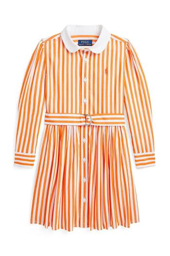 Dievčenské bavlnené šaty Polo Ralph Lauren oranžová farba, mini, rovný strih, 312957443002