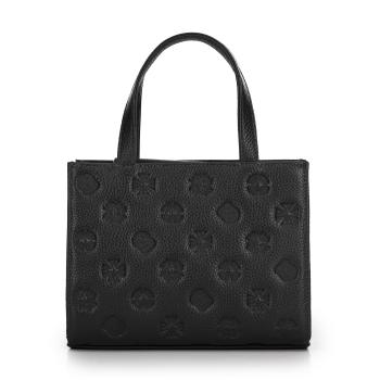 Kožená crossbody kabelka s razením čierna 99-4E-303-1