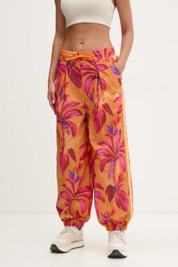 Tepláky adidas x Farm Rio dámske, oranžová farba, vzorované, JD6301