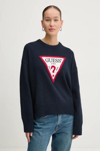 Bavlnený sveter Guess Jeans tmavomodrá farba, tenký, W4BR12 Z3HM1