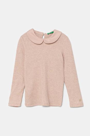 Detské tričko s dlhým rukávom United Colors of Benetton ružová farba, 3IVLG10GV
