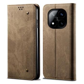 DENIM Peňaženkový kryt pre Xiaomi Redmi Note 14 Pro+ 5G šedohnedý