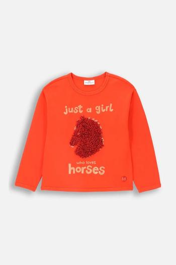 Detské tričko s dlhým rukávom Coccodrillo červená farba, RODEO GIRL KIDS