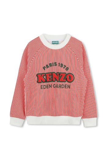 Detská bavlnená mikina Kenzo Kids červená farba, vzorovaná, K61134