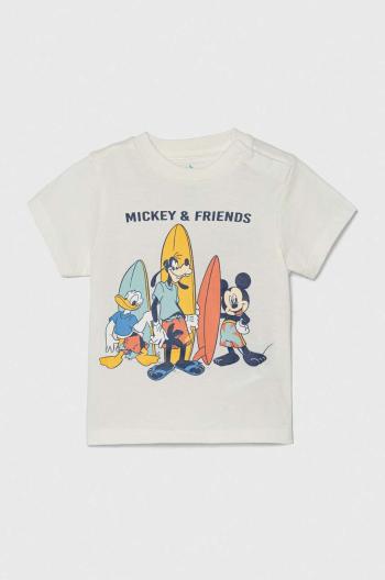 Detské bavlnené tričko zippy x Disney béžová farba, s potlačou