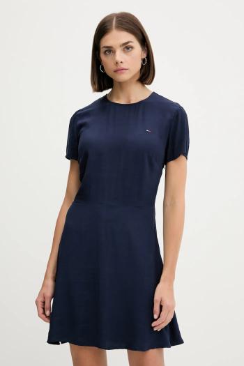Šaty Tommy Jeans tmavomodrá farba, mini, áčkový strih, DW0DW21120