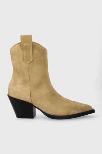 Semišové kovbojské topánky Copenhagen CPH238 suede dámske, béžová farba, na podpätku