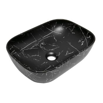 Umývadlo na dosku SAT Infinitio 45,5x32,5 cm mramor černá mat bez prepadu SATINF4532MRBKM