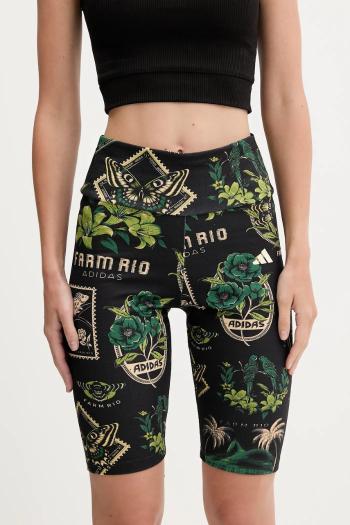 Šortky adidas čierna farba, vzorované, vysoký pás, JM8346
