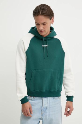 Mikina Hollister Co. pánska, zelená farba, s kapucňou, vzorovaná, KI322-5006