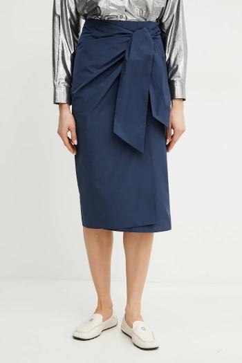 Sukňa Weekend Max Mara tmavomodrá farba, midi, rovný strih, 2515101042600