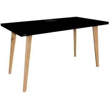 SYBERDESK 132 × 65 cm, Solid Oak Wooden Legs, LED, čierny (4Z-IDL7-WEGP)