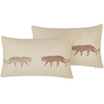 BELIANI, Sada 2 vankúšov s motívom tigra 30 x 50 cm béžová NIEREMBERGIA, 307765 (beliani_307765)