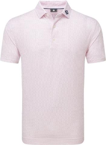 Footjoy Wiggle Print Lisle Mens White/Skyway/Pink Lemonade M Polo košeľa