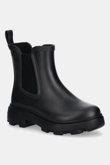 Gumáky Tommy Hilfiger FLAG ANKLE RAINBOOT WARM LINING čierna farba, FW0FW08974