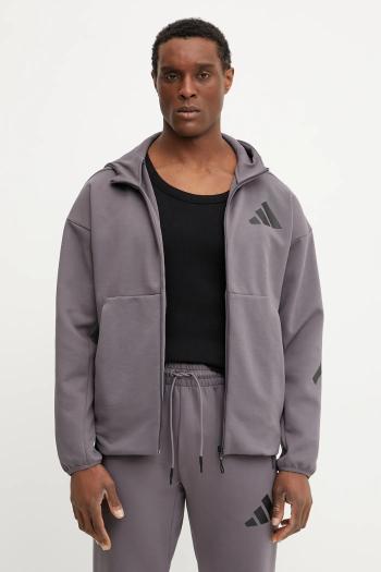 Mikina adidas Z.N.E. pánska, fialová farba, s kapucňou, s potlačou, JD2911