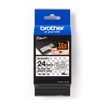 Brother TZe-SE5 Pro Tape, 24mm x 8m, čierna tlač/biely podklad, bezpečnostná, originálna páska