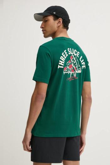 Bavlnené tričko adidas M L PIZZA TEE pánske, zelená farba, s potlačou, JJ4017