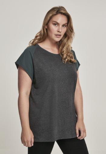 Urban Classics Ladies Contrast Raglan Tee charcoal/bottlegreen - XS