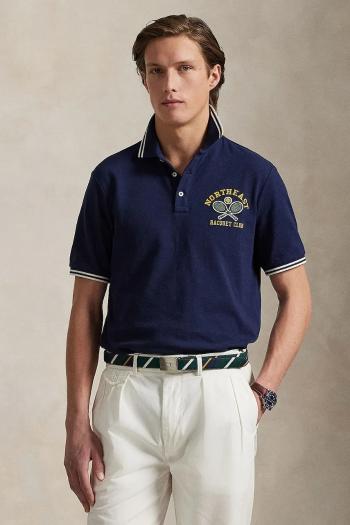 Bavlnené polo tričko Polo Ralph Lauren pánske, tmavomodrá farba, jednofarebné, 710964976