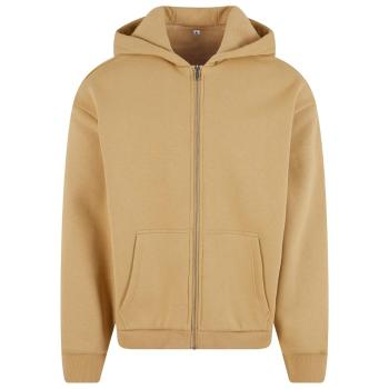 Build Your Brand Hebká pánska mikina na zips Fluffy - Béžová | XL