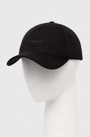 Bavlnená šiltovka Calvin Klein čierna farba, s nášivkou, K60K611905