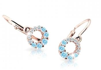 Cutie Jewellery Detské náušnice z ružového zlata C2154-10-X-4 svetlo modrá