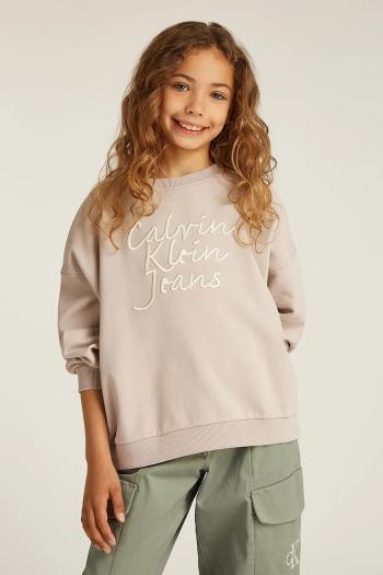 Detská mikina Calvin Klein Jeans béžová farba, s potlačou, IG0IG02760