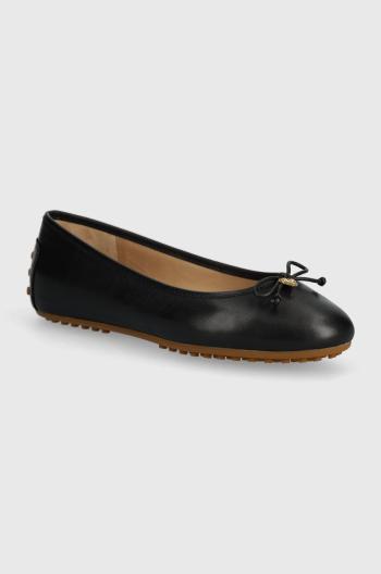 Kožené balerínky Lauren Ralph Lauren Jayna čierna farba, 802927941001