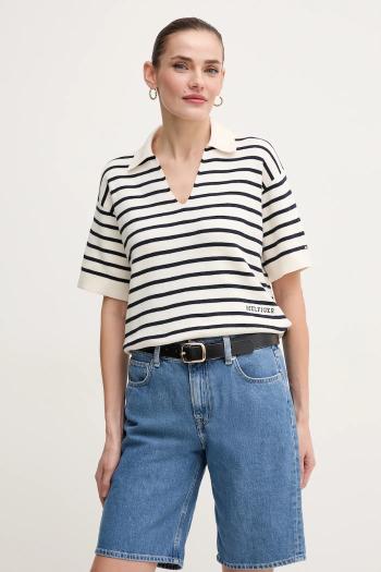 Bavlnený sveter Tommy Hilfiger dámske, béžová farba, WW0WW45400