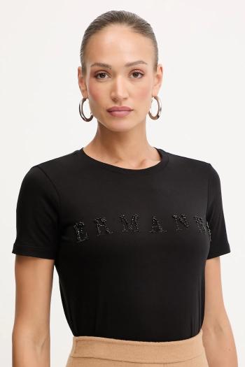 Bavlnené tričko Ermanno Scervino dámske, čierna farba, 57TL012EE2R