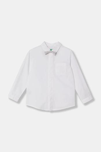 Detská bavlnená košeľa United Colors of Benetton biela farba, 59UXGQ029