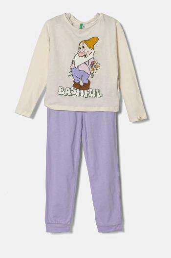 Detské bavlnené pyžamo United Colors of Benetton béžová farba, s potlačou, 3VD00P07K