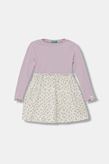 Dievčenské šaty United Colors of Benetton fialová farba, mini, áčkový strih, 434ZGV02I